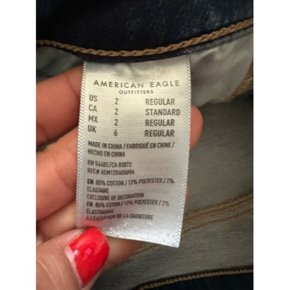 American Eagle Distressed High Rise Jeggings Women's Size 2 Next Level Stretch - Picture 10 of 15